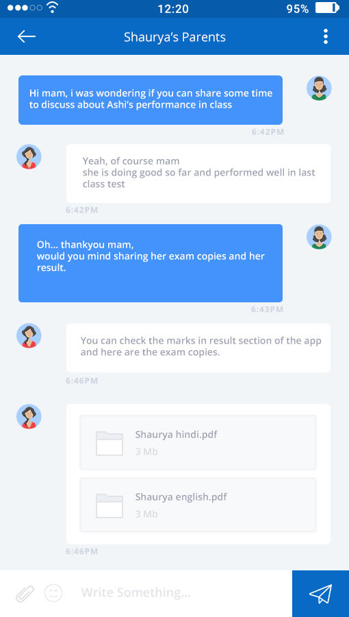 Parent and teacher chatting on GradeMojo ( Grade Mojo )  app